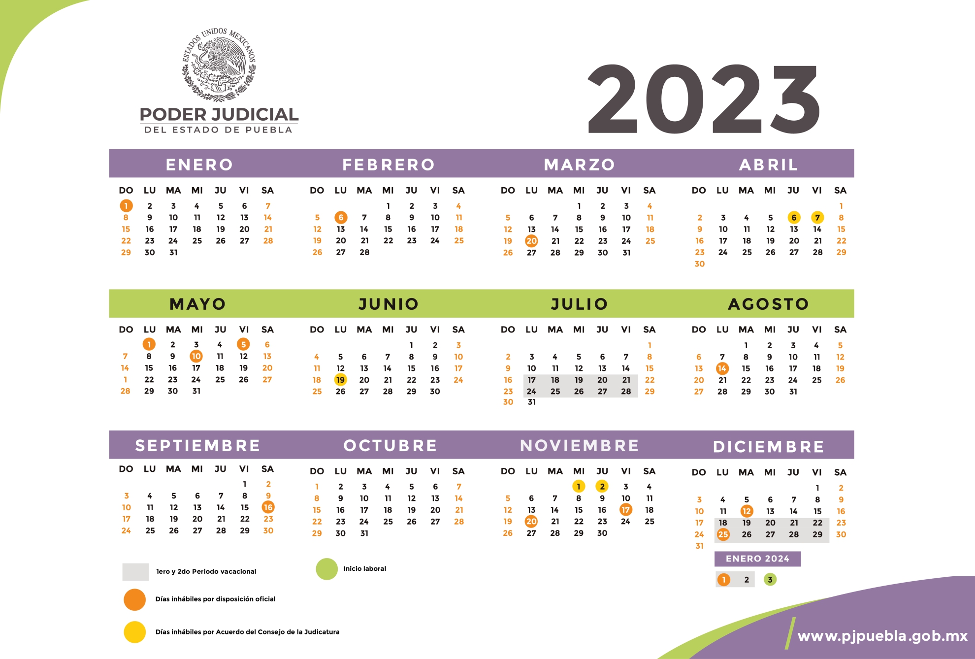 Días inhábiles 2023